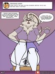 anthro bottomless bottomless_female canid canine canis chair clothed clothing domestic_dog english_text female furniture ivana_clawyu_(sketchybug) mammal mature_female mouse murid murine nordic_sled_dog pubes rodent samoyed sketchybug solo spitz table text wrinkles