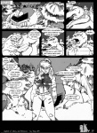 2011 alien anthro breasts clothing comic crash dialogue duo english_text female greyscale hi_res horn human legend_of_jenny_and_renamon male mammal metroid monochrome nintendo outside plant samus_aran scalie sharpclaw_(star_fox) ship snow star_fox text threatening torn_clothing tree vehicle violence watercraft wood yawg