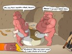 2022 4:3 anthro belly big_belly blin_(tloz) cave comic detailed_background dialogue english_text grey_body group group_sex humanoid_hands inside male mammal moblin moobs mouse murid murine nintendo nipples obese obese_male overweight overweight_male rodent sex shield_moblin shori_d skyward_sword suina text the_legend_of_zelda threesome