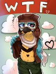 anthro avian bird clothed clothing dumpie eyewear female glasses graffiti graffiti_on_wall heart_eyes heart_symbol indigo_park macaw mollie_macaw neotropical_parrot parrot pilot_hat pilot_suit pilot_uniform redraw scarf solo true_parrot