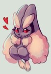 2018 ambiguous_gender anthro brown_body closed_smile digital_media_(artwork) eyebrows eyelashes fingers flavia-elric fluffy_ears generation_4_pokemon heart_symbol hi_res lopunny mouth_closed nintendo pokemon pokemon_(species) pupils red_eyes red_heart simple_background smile solo thick_eyebrows