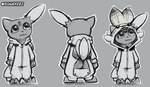 anthro bodily_fluids butt_flap butt_slap clothing crying generation_2_pokemon hi_res hood hooded hoodie kigurumi male nintendo onesie onsie pokemon pokemon_(species) slap sneasel solo spanking sqwek tears topwear turnaround