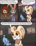 absurd_res anthro archie_comics bunnie_rabbot chao_(sonic) clothed clothing comic cream_the_rabbit dialogue english_text female group hi_res lagomorph leporid mammal nude omatic partially_clothed photo prosthetic prosthetic_limb rabbit rodent sally_acorn sciurid sega sonic_the_hedgehog_(archie) sonic_the_hedgehog_(comics) sonic_the_hedgehog_(series) text tree_squirrel trio