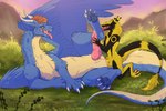 absurd_res anal anal_penetration anthro anthro_on_feral anthro_penetrating anthro_penetrating_feral bestiality chakisuu dragon duo feral feral_penetrated fur furred_dragon furred_scalie genitals grass handjob handjob_while_penetrating hi_res jackel_(hacksource553) kneeling lying male male/male mythological_creature mythological_scalie mythology on_side open_mouth outside penetration penile penile_penetration penis plant scalie sergal sex size_difference small_dom_big_sub small_top_big_bottom tongue tongue_out