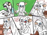 anthro bed beverage coffee coffee_mug comic dressing duo felid female fur furniture hair male male/female mammal melody_rose mika_(aditimalal) mouse murid murine red_eyes rodent solo waking_up white_body white_fur white_hair