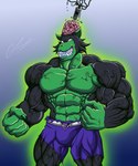 abs anthro ape arms big_muscles brain bulge cape cartoon_network chimpanzee claws clothing growth hair haplorhine huge_muscles male mammal meta mojo_jojo monkey morkzaytf9 muscular organs outline pan_(genus) pecs primate scientific_experiment smile smirk solo transformation vein