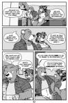 ah_club anthro bear beverage bottomless casual_exposure christianity clothed clothing coffee comic dialogue digital_media_(artwork) eliza_jones ellipsis english_text female food fur greyscale henry_jones male mammal monochrome religion rick_griffin speech_bubble text