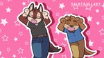 16:9 animated anthro belt canid canine canis caramelldansen chase_hunter dancing duo echo_(game) echo_(series) echo_project khaki_shorts leo_alvarez male male/male mammal meme mustelid otter red_wolf saintbullart short_playtime smile widescreen wolf