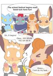 anthro clothing eevee english_text female feral generation_1_pokemon generation_4_pokemon generation_5_pokemon group hi_res listening looking_up maid_uniform male nintendo okazu pokemon pokemon_(species) shinx shocked text uniform vulpix zorua