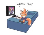 Rating: s
ID: 5114668
Date: 2024-10-14 16:03:17 -0400
Status: active
Score: 24
anthro asking_viewer brown_hands canid canine clothed clothing controller digital_media_(artwork) dungeons_of_aether electronics eyebrows female fleet_(dungeons_of_aether) fox fur furniture game_controller gamecube gamecube_controller green_eyes hi_res looking_at_viewer mammal nintendo nintendo_controller orange_body orange_fur pickleticklr rivals_of_aether simple_background sofa solo steamdeck tail television text post #5114668