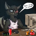 Rating: s
ID: 4808284
Date: 2024-05-26 10:04:24 -0400
Status: active
Score: 13
1:1 anthro arm_tuft bat bedroom_eyes beverage beverage_can biped black_body black_fur cheek_tuft chin_tuft clenched_teeth clothing coca-cola cola colored computer computer_keyboard computer_monitor computer_mouse desk detailed dialogue digital_drawing_(artwork) digital_media_(artwork) ears_outwards elbow_tuft electronics energy_drink eyewear facial_tuft fangs fingernails forearm_tuft forearms fur furniture furzfanger_(character) glasses grey_background grey_body grey_fur grin half-closed_eyes head_tuft hi_res keyboard krolik male mammal monitor monster_energy nails narrowed_eyes pink_nose pivoted_ears seductive shaded shirt shoulder_tuft simple_background sitting sitting_at_desk sleeveless_clothing sleeveless_shirt smile smirk soda solo speech_bubble table teeth topwear tuft undershirt winged_arms wings post #4808284