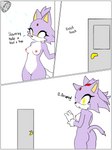 3:4 absurd_res accessory anthro areola bathing blaze_the_cat border butt dialogue english_text felid feline female forehead_gem fur gem headband hi_res hikaridraws mammal navel nude purple_body purple_fur red_areola red_headband sega showering solo sonic_the_hedgehog_(series) text white_border yellow_eyes