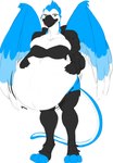 2017 3_toes 5_fingers abdominal_bulge anthro armor avian beak beak_lick belly big_belly big_breasts biped bird black_beak blue_body blue_feathers blue_jay breasts claws clothing corvid curvy_figure digestion_noises digital_media_(artwork) digitigrade feather_hair feathers feet female female_pred finger_claws fingers flat_colors front_view fully_inside gauntlets gloves green_eyes gryphon hand_on_belly handwear heartman98 hi_res jay_(bird) legwear licking licking_lips licking_own_beak licking_own_lips motion_lines mythological_avian mythological_creature mythology new_world_jay oral_vore oscine passerine pauldron pseudo_hair raena_(gramzon) rumbling_stomach shoulder_pads simple_background soft_vore solo standing straps struggling struggling_prey thick_thighs thigh_highs toeless_legwear toes tongue tongue_out voluptuous vore white_background wide_hips wings