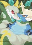 ambiguous_gender blush bodily_fluids coiling drooling duo feral generation_5_pokemon hi_res japanese_text mammal nintendo pokemon pokemon_(species) reptile saliva samurott scalie serperior snake spiral_eyes sweat text winte