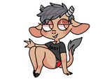 2019 anthro biped blush bottomwear bovid bovine broken_horn brown_body brown_fur cattle chest_tuft claws clothed clothing digital_media_(artwork) dolphin_shorts english_text female flat_chested fur grey_clothing grey_hair grey_horn grey_shirt grey_topwear hair hooves horn hotpants mammal manitka manitka_(character) open_mouth orange_eyes red_bottomwear red_clothing red_shorts shirt shorts simple_background smile solo star_polygon tail teeth text text_on_clothing text_on_shirt text_on_topwear topwear tuft white_background