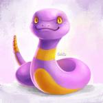 1:1 2016 ambiguous_gender chibi digital_media_(artwork) digital_painting_(artwork) ekans feral generation_1_pokemon looking_at_viewer nintendo pokemon pokemon_(species) rattle_(anatomy) reptile scalie serpentine solo tsaoshin