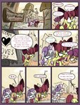 2014 apple_bloom_(mlp) bandage border colored comic cutie_mark_crusaders_(mlp) day depression detailed_background dialogue digital_media_(artwork) ears_back english_text equid equine female feral friendship_is_magic fur green_eyes group half-closed_eyes hasbro hi_res horn horse long_ears looking_at_another mammal mane multicolored_mane my_little_pony mythological_creature mythological_equine mythology narrowed_eyes orange_body orange_fur outside pegasus pivoted_ears pony purple_border purple_eyes purple_mane red_bow red_mane scootaloo_(mlp) sign signature signpost slitherpon speech_bubble sweetie_belle_(mlp) text three-quarter_view toony town trotting two_tone_mane two_tone_tail unicorn white_body white_fur wings yellow_body yellow_eyes yellow_fur