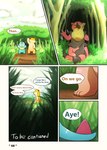 comic darrow0 dialogue english_text forest generation_2_pokemon generation_5_pokemon hi_res krookodile male mo_(darrow) nintendo plant pokemon pokemon_(species) pol_(darrow) quilava speech_bubble text totodile tree yuel