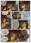 anthro black_hair black_nose blue_eyes bodily_fluids breasts canid canine clothed clothing comic crying cuddling dialogue digital_media_(artwork) door english_text eyes_closed female fenavi_montaro fennec_fox feretta fox fur grey_body grey_fur hair herm_(lore) hi_res mammal mountain nude red_fox sad shaded silver_fox sky smile speech_bubble tale_of_tails tears text true_fox vixavil_hayden yellow_body yellow_fur