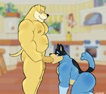 2024 absurd_res all_fours anthro anthro_on_anthro anthro_penetrated anthro_penetrating anthro_penetrating_anthro areola australian_cattle_dog balls bandit_heeler belly biceps big_balls big_muscles big_penis bird_dog bluey_(series) blurred_background butt canid canine canis cattledog domestic_dog duo erection eyebrows fellatio fur genitals golden_retriever herding_dog hi_res humanoid_genitalia humanoid_penis hunting_dog inside looking_at_another male male/male male_penetrated male_penetrating male_penetrating_male mammal musclegut muscular muscular_anthro muscular_male narrowed_eyes navel nipples nude oral oral_penetration pastoral_dog pat_(bluey) pecs penetration penile penis penis_in_mouth retriever sex side_view signature smile standing sushiburger thick_arms thick_thighs tuft