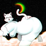 1:1 3d_effect 3d_glasses absurd_res ambiguous_gender anthro ass_up bedroom_eyes bent_over big_breasts big_butt breasts butt cat_tail celestial_being cellulite cloud curvy_figure deity domestic_cat eyewear felid feline felis female glasses half-closed_eyes hi_res huge_butt larger_ambiguous looking_back lying mammal moon narrowed_eyes on_front open_mouth overweight paws raised_foot raised_tail seductive size_difference solo space star tail thick_thighs tongue torartlol voluptuous wide_hips