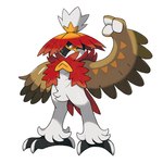 1:1 2022 3_fingers absurd_res ambiguous_gender anthro beak brown_body brown_feathers claws clothing feathers fingers fist generation_8_pokemon hat headgear headwear hi_res hisuian_decidueye hisuian_form looking_at_viewer nintendo official_art orange_body orange_eyes orange_feathers pokemon pokemon_(species) pokemon_legends_arceus pseudo_clothing red_body red_eyes red_feathers regional_form_(pokemon) simple_background solo unknown_artist white_background white_body white_feathers yellow_body yellow_feathers