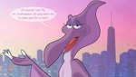 building city culu-bluebeaver elsa_(we're_back!) english_text female happy looking_at_viewer prehistoric_species pterodactylus pterosaur reptile scalie seductive skyline skyscraper smile solo speech_bubble talking_to_viewer text toony universal_studios we're_back!_a_dinosaur's_story