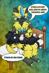 2:3 anthro daddy_kink dialogue domestic_cat duo english_text father_(lore) felid feline felis female female_(lore) feral generation_7_pokemon hi_res incest_(lore) kaden_(kadencat) legendary_pokemon male male/female mammal nintendo parent_(lore) pokemon pokemon_(species) pregnant speech_bubble suiro text zeraora