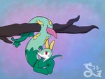 animal_genitalia erection feral generation_5_pokemon genital_slit genitals green_body hi_res korsiran looking_at_viewer male nintendo penis pokemon pokemon_(species) serperior simple_background solo tapering_penis