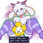 1:1 2017 ahegao anthro arm_warmers armwear asriel_dreemurr_(god_form) boss_monster_(undertale) bovid caprine censored clothing convenient_censorship crackers elemental_creature flora_fauna flower flower_creature flowey_the_flower heart_symbol horn legwear looking_pleasured male mammal multicolored_arm_warmers multicolored_armwear multicolored_clothing multicolored_outline outline pattern_arm_warmers pattern_armwear pattern_clothing pattern_legwear pattern_stockings plant rainbow_outline red_eyes solo stockings striped_arm_warmers striped_armwear striped_clothing striped_legwear striped_stockings stripes tongue tongue_out two_tone_arm_warmers two_tone_armwear two_tone_clothing undertale undertale_(series)