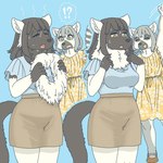 1:1 ?! anthro black_lemur bottomwear clothed clothing duo ekaki510 female kemono lemur mammal neck_tuft primate ring-tailed_lemur skirt strepsirrhine tuft