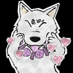 2023 alpha_channel ayakashi canid canine canis digital_drawing_(artwork) digital_media_(artwork) domestic_dog feral ghost heart_symbol honeywp kekkaishi madarao_(kekkaishi) male mammal open_mouth simple_background smile solo spirit sticker transparent_background white_body wolf