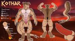 4_fingers 4_toes anthro balls brown_back brown_body brown_claws brown_tail claws countershade_tail countershading dragon english_text exposed_teeth feet fingers genitals gradient_body hi_res iudicium86 kothar male male_anthro model_sheet mouth_closed muscular muscular_anthro muscular_arms muscular_male muscular_thighs mythological_creature mythological_scalie mythology neck_muscles outside penis red_background red_body red_penis scalie simple_background solo tail tan_balls tan_body tan_hands tan_head tan_legs tan_neck tan_tail teeth text toes white_body yellow_eyes