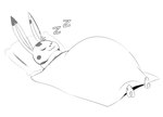 2020 3_toes :3 ambiguous_gender anthro barefoot bedding black_and_white blanket dewlap_(anatomy) digital_drawing_(artwork) digital_media_(artwork) domestic_rabbit eyes_closed feet flower_accessory front_view full-length_portrait fur hi_res lagomorph leporid lying maddeku mammal markings monochrome on_back oryctolagus overweight overweight_ambiguous overweight_anthro pawpads pillow portrait rabbit rabbit_ears simple_background sketch sleeping solo sound_effects spots spotted_body spotted_fur three-quarter_view toes vowelless vowelless_sound_effect white_background zzz