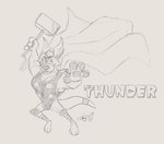 anthro doodledoggy hammer hi_res male mammal mjolnir muscular muscular_anthro muscular_male mustelid otter thor tools toonkind toony