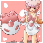 1:1 2010 alternate_species blissey clothing cosplay costume duo female generation_2_pokemon hair human humanized low_res mammal marsupial nintendo pink_eyes pink_hair pokemon pokemon_(species) pokemon_costume ranphafranboise