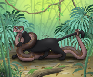 Rating: s
ID: 5640368
Date: 2025-06-13 20:35:43 -0400
Status: active
Score: 19
2025 bagheera_(jungle_book) black_body black_fur brown_body brown_scales claws coiling detailed_background duo eye_contact felid feral forest forked_tongue fur glowing glowing_eyes hi_res hypnosis jungle kaa_(jungle_book) looking_at_another male male/male mammal melanistic mind_control open_mouth outside pantherine plant python reptile ringed_eyes scales scalie sleepylilfox smile snake tail tail_pull textless the_jungle_book tongue tongue_out tree whiskers post #5640368