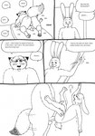 2023 anal anal_penetration anthro balls bed belly bernielover black_and_white blush butt canid canine comic dialogue disney duo english_text erection fan_character fox furniture genitals gideon_grey hi_res lagomorph leporid male male/male mammal monochrome nate_hopps overweight overweight_male penetration penile penile_penetration penis penis_in_ass rabbit red_fox sex text true_fox zootopia