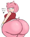 2024 amy_rose anthro big_butt black_nose bottomless bottomless_anthro bottomless_female breasts butt clothed clothing colored colored_sketch digital_media_(artwork) dress english_text eulipotyphlan eyelashes female green_eyes hair heart_symbol hedgehog hi_res huge_butt hyper hyper_butt looking_at_viewer looking_back looking_back_at_viewer mammal momijizx pink_body pink_ears pink_hair pink_tail rear_view red_clothing red_dress red_hairband red_topwear scut_tail sega short_tail simple_background sketch solo sonic_the_hedgehog_(series) tail tan_inner_ear text thick_thighs topwear white_background