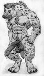 4_toes 5_fingers abs anthro balls big_balls big_chest big_penis bodily_fluids broad_shoulders chest_tuft claws dewclaw digitigrade dripping eye_scar facial_scar feet finger_claws fingers fur genital_fluids genitals gnoll hand_on_hip hi_res huge_penis hyena leaking_precum male mammal mane monochrome muscular muscular_anthro muscular_male navel nipples notched_ear nude open_mouth pawpads paws pecs penis precum precum_drip pubes s32 scar serratus shaded simple_background solo spots standing tail teeth thick_neck thick_thighs toe_claws toes tongue tongue_out traditional_media_(artwork) tuft vein veiny_arms veiny_penis white_background