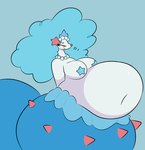 anthro asterozoan belly big_belly big_breasts bloated blue_hair breasts covered_nipples curvy_figure digital_media_(artwork) echinoderm eyelashes female fluffy fluffy_hair generation_7_pokemon hair hands_behind_back hi_res huge_belly hyper hyper_belly jewelry legless mammal marine merfolk musical_note musical_symbol navel necklace nintendo overweight overweight_anthro overweight_female pokemon pokemon_(species) primarina red_eyes simple_background solo split_form starfish starfish_(accessory) starfish_bra swallowpancakes symbol tail thick_thighs voluptuous voluptuous_anthro voluptuous_female white_body wide_hips