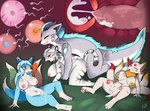 after_sex animal_humanoid anthro big_breasts bodily_fluids breast_grab breasts canid canid_humanoid canine canine_humanoid cum cum_drip cum_in_pussy cum_in_uterus cum_inside cum_leaking_out doggystyle dragon dripping e-01 ejaculation felid feline female fox fox_humanoid fox_spirit from_behind_position genital_fluids group hand_on_breast hannah_(mahjong_soul) hi_res humanoid hybrid impregnation internal internal_vaginal kinmanami_(zekeofgods) knot lying male male/female mammal mammal_humanoid multiple_impregnation mythological_creature mythological_scalie mythology on_back ovum pantherine scalie sex sperm_cell tiger uterus yoso_(zekeofgods) zeke_(zekeofgods)