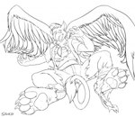 2022 4_toes 5_fingers anthro avian avian_wings beak big_feet bottomwear chest_tuft claw_growth claws clothed clothing destroyed_clothing digitigrade egg eyewear feathered_wings feathers feet finger_claws fingers fur fur_growth glasses growth gryphon head_tuft holding_egg holding_object human human_to_anthro line_art male mammal mid_transformation monochrome mythological_avian mythological_creature mythology open_clothing open_shirt open_topwear overshirt pawpads paws shirt shocked signature simple_background sitting solo species_transformation stickmanwww surprised tail tail_tuft tight_clothing toe_claws toes tongue topwear torn_bottomwear torn_clothing torn_shirt torn_shoes torn_topwear transformation tuft white_background wide_eyed wings