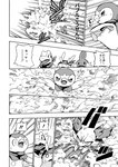 avian branch canid comic dialogue fennekin feral fight generation_2_pokemon generation_3_pokemon generation_4_pokemon generation_6_pokemon goomy group japanese_text lir_(icma) makotoo male mammal monochrome mudkip nintendo piplup pmd:_icma pokemon pokemon_(species) pokemon_mystery_dungeon right_to_left scarf spike_chunsoft steam stra_(icma) surprise surprised_expression text totodile translation_check translation_request wet