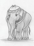 bonnet clothing disney dumbo_(movie) elephant elephantid female feral hat headgear headwear leovictor looking_down mammal monochrome mrs._jumbo paintbrush_tail pregnant pregnant_female proboscidean proboscis_(anatomy) shawl solo standing tail trunk_(anatomy)