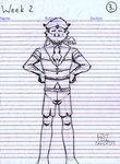 anthro arm_hair body_hair bottomwear bovid caprine chest_hair clothing goat horn humanoid looking_down male mammal mature_male quiff_(hairstyle) shirt shorts sigh solo standing topwear torn_clothing torn_shirt torn_topwear zandriel123 zandriel_(storytale)