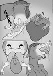 5_fingers anthro anthro_pred anus backsack balls biped comic duo equid equine equine_anus fingers freckles_(artist) genitals glans hooves horse male mammal medial_ring monochrome partially_inside penis penis_on_tongue puffy_anus size_difference tongue tongue_out vore