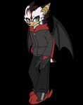 2022 adolescent alpha_channel anthro bat bat_wings black_bottomwear black_clothing black_jacket black_pants black_topwear bottomwear clothing eulipotyphlan fan_character fanfic fur hair hedgehog hi_res hybrid jacket male mammal membrane_(anatomy) membranous_wings pants pegacousin red_hair rush_the_hedgehog_(sonic_fanfic) sega solo sonic_the_hedgehog_(series) striped_body striped_fur stripes toma_(pegacousin) topwear white_body white_fur wings young