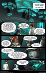 abluedeer anthro blue_hair canid canine canis clothing comic digital_media_(artwork) english_text female fox hair hi_res male mammal red_hair shaded text uniform url wolf