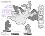 anthro anthro_pred belly belly_inflation big_belly canid canine canis dialogue english_text fairy gameplay_mechanics gui health_bar hi_res imminent_vore inflation kinktober knight lagomorph leporid magic_user male male_pred mammal moblie monochrome oral_vore rabbit rogue role-playing_game size_difference text vore warrior wolf